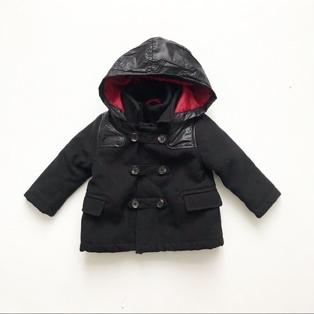 Zara black hooded jacket/light coat VGUC 6-9 month